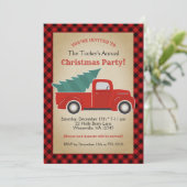 Buffalo Plaid Rode Truck en Tree Kerstfeest Kaart (Staand voorkant)