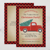 Buffalo Plaid Rode Truck en Tree Kerstfeest Kaart (Voorkant / Achterkant)