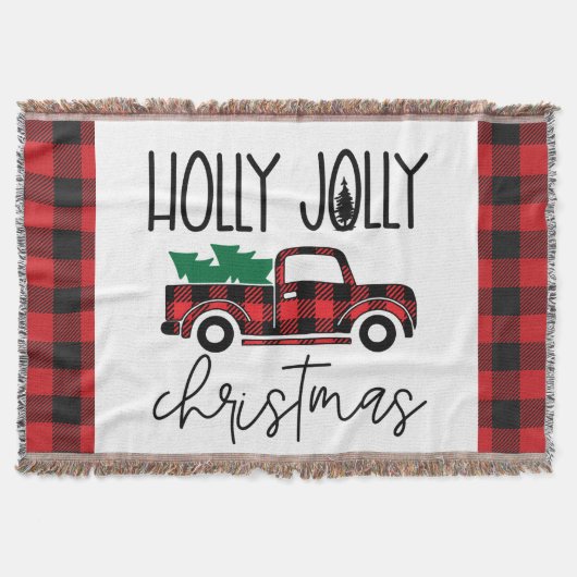 Buffalo Plaid Rode Truck Kerst Gooi B Deken (Voorkant)
