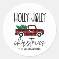 Buffalo Plaid Rode Vintage Truck Tree Monogrammed