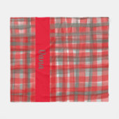 Buffalo Plaid Rood Grijs Tartan Moderne waterverf Fleece Deken (Voorkant (Horizontaal))