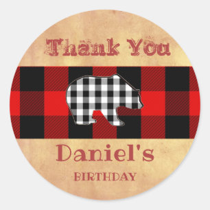 Buffalo Plaid Rood Lumberjack Beer Favor Ronde Sticker