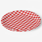 Buffalo Plaid Rood Wit Klassieke Vakantie Picknick Papieren Bordje (Gekanteld)