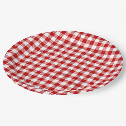 Buffalo Plaid Rood Wit Klassieke Vakantie Picknick Papieren Bordje (Gekanteld)