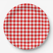 Buffalo Plaid Rood Wit Klassieke Vakantie Picknick Papieren Bordje (Voorkant)