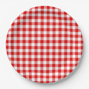 Buffalo Plaid Rood Wit Klassieke Vakantie Picknick Papieren Bordje