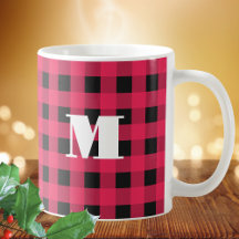 Buffalo Plaid Rood Zwart Check Monogram Kerstmis