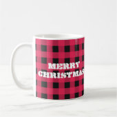 Buffalo Plaid Rood Zwart Check Monogram Kerstmis Koffiemok (Links)