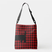 Buffalo Plaid Rood & Zwart Dachshund Messenger Bag Crossbody Tas (Achterkant)