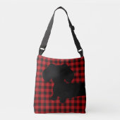 Buffalo Plaid Rood & Zwart Dachshund Messenger Bag Crossbody Tas (Voorkant)