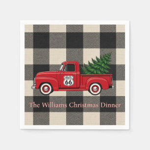 Buffalo Plaid Route 66 Kerst Dinner Servet