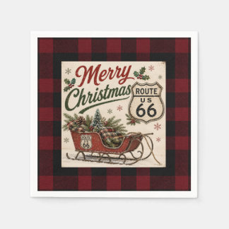 Buffalo Plaid Route 66 Kersttafel Servet