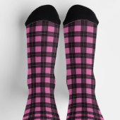Buffalo Plaid Roze en Zwarte Schotse Ruit Patroon Sokken (Top)