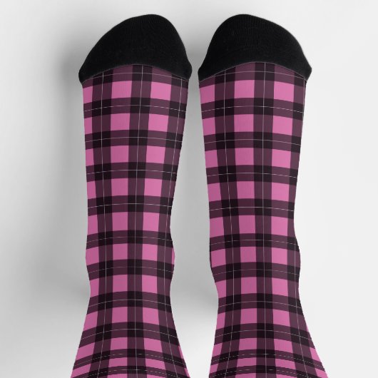 Buffalo Plaid Roze en Zwarte Tartan Patroon Sokken (Top)