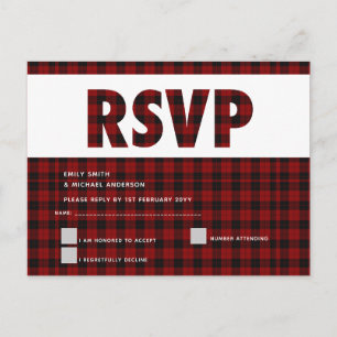 Buffalo Plaid RSVP-kaart Modern ELK EVENEMENT Uitnodiging Briefkaart