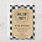Buffalo Plaid Rustic Holiday Party Uitnodiging (Voorkant)
