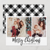Buffalo Plaid Rustiek 2 Fotocollage Kerstmis Feestdagenkaart (Voorkant / Achterkant)