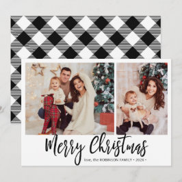 Buffalo Plaid Rustiek 2 Fotocollage Kerstmis Feestdagenkaart
