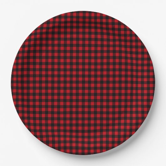 Buffalo Plaid Rustieke Blokhut Papieren Bordje (Voorkant)