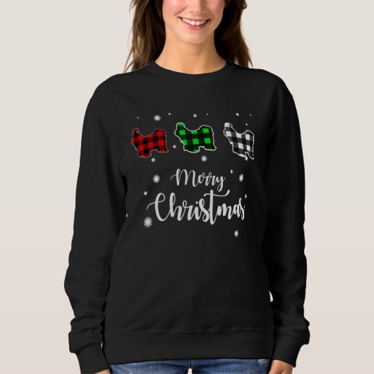 Buffalo Plaid Shih Tzu Hond Kerstmis Trui (Voorkant)