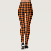 Buffalo Plaid Sinaasappel en zwarte Herfst Leggings (Achterkant)