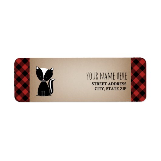 Buffalo Plaid Skunk Baby shower Etiket (Voorkant)