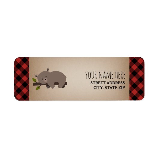Buffalo Plaid Sleepy Beer Baby shower Etiket (Voorkant)