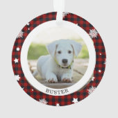 Buffalo Plaid Sneeuwvlok Eerste Kerstmis Foto Ornament (achterkant)