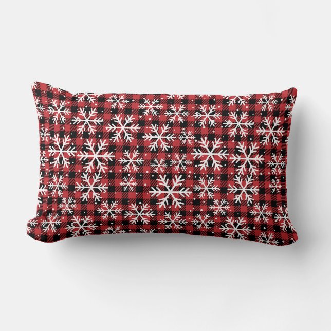 Buffalo Plaid Sneeuwvlok Winter Patroon Kussen (Voorkant)