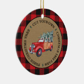 Buffalo Plaid Snijd Uw Eigen Boom  Truck Keramisch Ornament (Rechts)