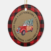 Buffalo Plaid Snijd Uw Eigen Boom  Truck Keramisch Ornament (Links)