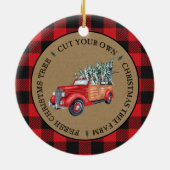 Buffalo Plaid Snijd Uw Eigen Boom  Truck Keramisch Ornament (Achterkant)