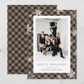 Buffalo Plaid Snowflake Foto Bedrijfsactiviteiten Feestdagenkaart (Voorkant / Achterkant)