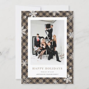 Buffalo Plaid Snowflake Foto Bedrijfsactiviteiten Feestdagenkaart