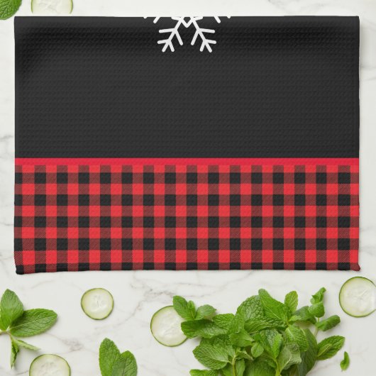 Buffalo Plaid Snowflake Theedoek (Gevouwen)