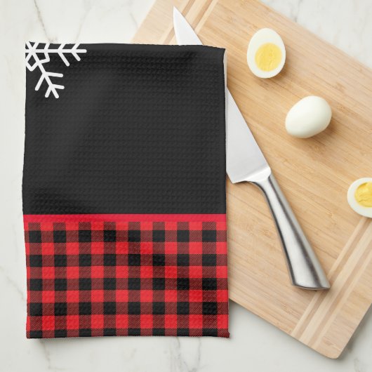 Buffalo Plaid Snowflake Theedoek (Quarter Fold)