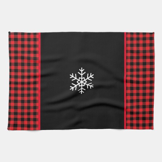 Buffalo Plaid Snowflake Theedoek (Horizontaal)