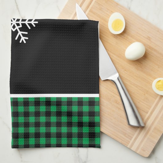 Buffalo Plaid Snowflake Theedoek (Quarter Fold)