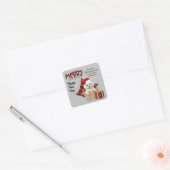 Buffalo Plaid Speelgoed Poedel Puppy Kerstmis Vierkante Sticker (Envelop)
