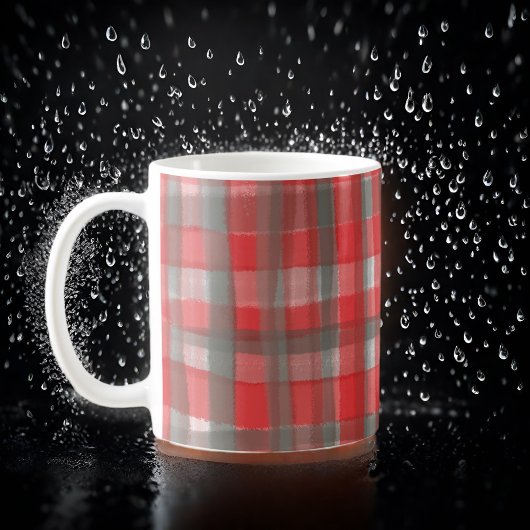 Buffalo plaid tartan waterverf rood grijs check ta koffiemok