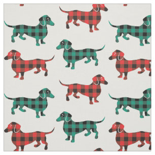 Buffalo Plaid Teckels Kerst Kleuren Stof