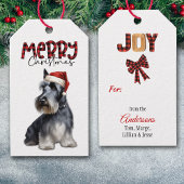 Buffalo Plaid Tekst Schotse Terriër Kerstmis Cadeaulabel