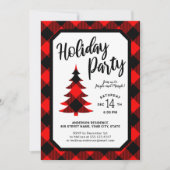 Buffalo Plaid Tree Holiday Party Uitnodiging (Voorkant)