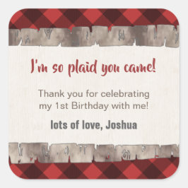Buffalo Plaid Tree Trunk Rustic Dank u Vierkante Sticker