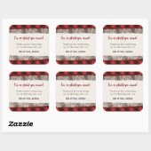 Buffalo Plaid Tree Trunk Rustic Dank u Vierkante Sticker (Vel)