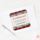 Buffalo Plaid Tree Trunk Rustic Dank u Vierkante Sticker (Envelop)