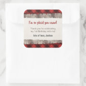 Buffalo Plaid Tree Trunk Rustic Dank u Vierkante Sticker (Tas)