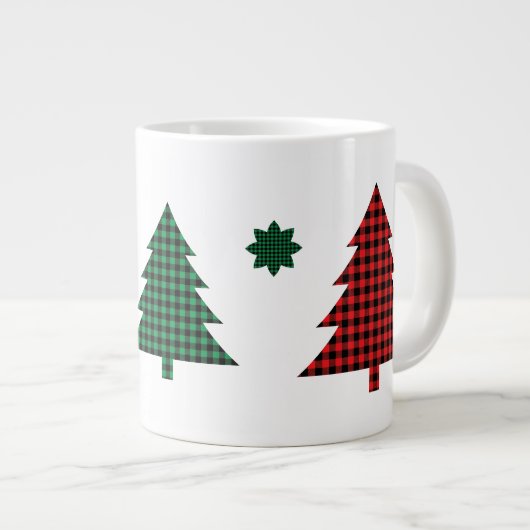 Buffalo Plaid Trees Grote Koffiekop (Voorkant rechts)