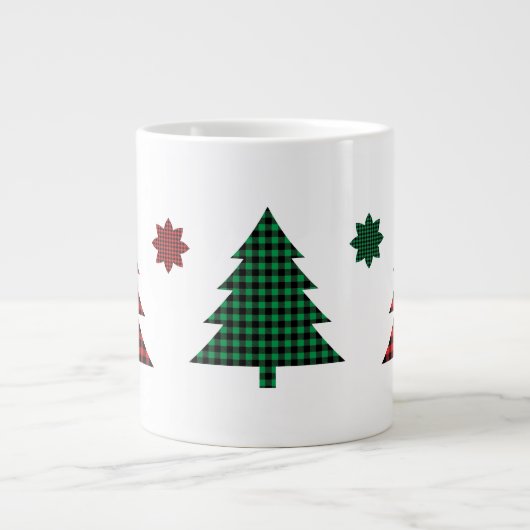 Buffalo Plaid Trees Grote Koffiekop (Voorkant)