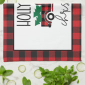 Buffalo Plaid  Truck Tree Monogrammed Theedoek (Gevouwen)